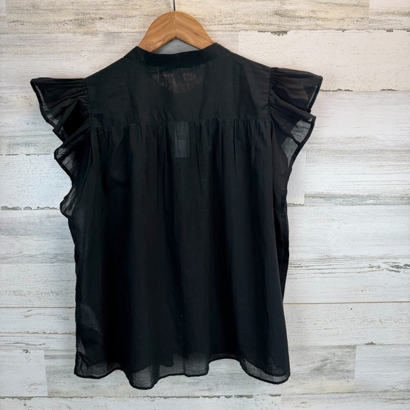 NWT J. Crew Black Sheer Cotton Voile Flutter Sleeve Button Front Blouse Small - Picture 5 of 11